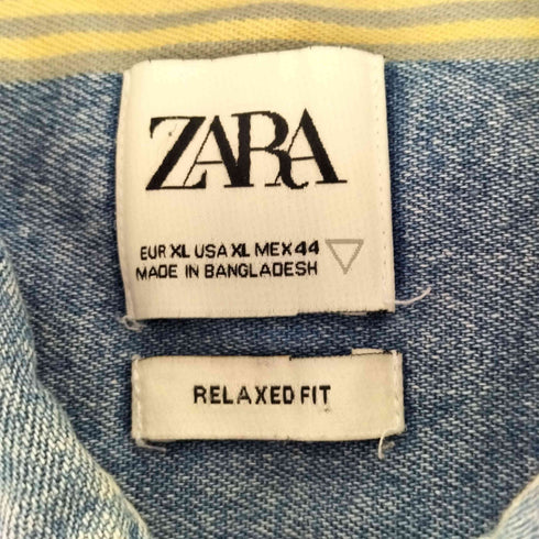ザラ ZARA RELAXED FIT デニム切替L/Sストライプシャツ メンズ JPN:XL